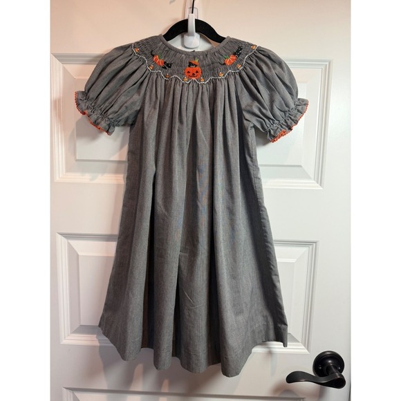 Amanda Remembered Other - Amanda Remembered Kids Smocked Halloween Gingham Dress Pumpkins Cats 2T